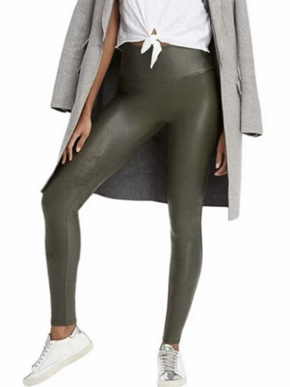 ✨NWT✨ AQUA Olive Green Faux-Leather Leggings